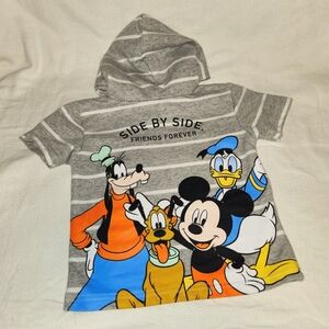 Mickey and friends Disney baby hooded tshirt 24mo gray stripped